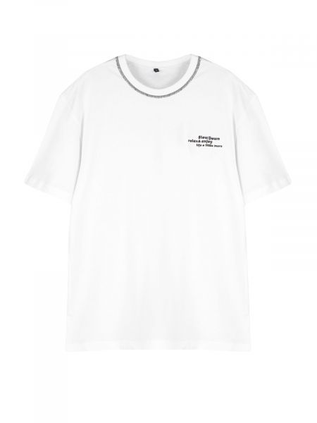 Brīva piegriezuma kokvilnas t-krekls ar izšuvumiem Trendyol