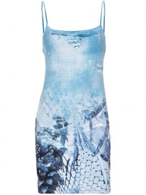 Mini šaty s potlačou s abstraktným vzorom Diesel modrá