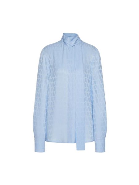 Jedwabna bluzka Valentino Garavani niebieska
