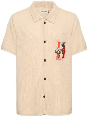 Camiseta de algodón de punto manga corta Honor The Gift beige
