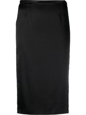 Saténové midi sukně Saint Laurent černé