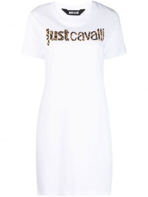 Šaty s potiskem Just Cavalli Bílé