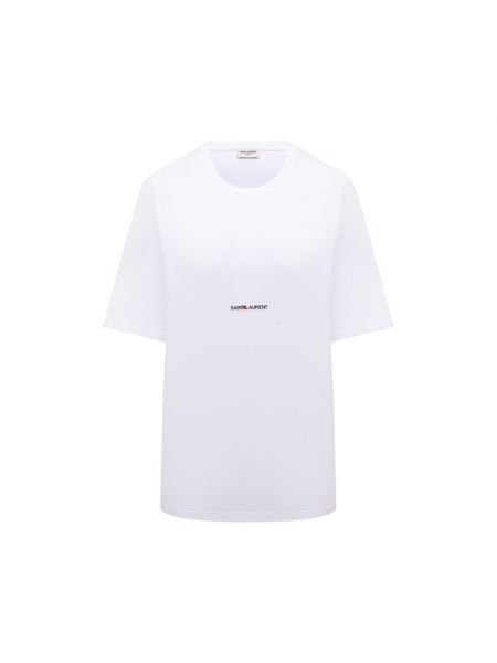 Хлопковая футболка Saint Laurent, белая