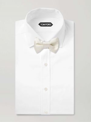 Шелковый атласный галстук Tom Ford белый