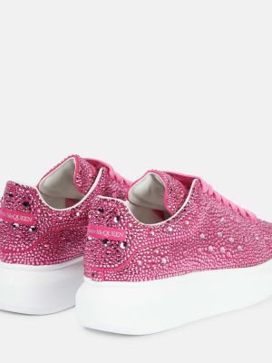 Sneakers di pelle con cristalli Alexander Mcqueen rosa