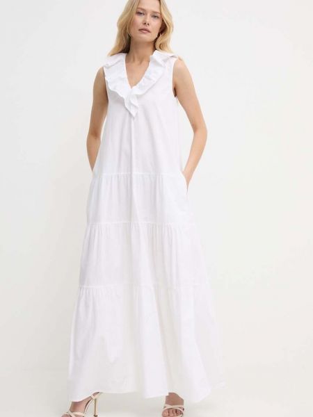 Sukienka długa bawełniana Silvian Heach biała