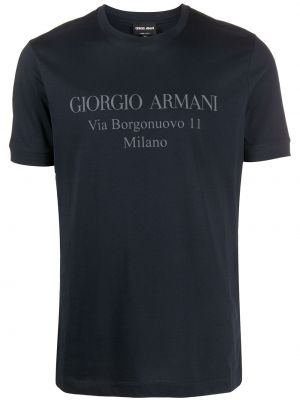 Raštuotas marškinėliai Giorgio Armani mėlyna
