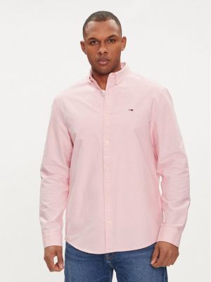 Priliehavá rifľová košeľa Tommy Jeans ružová