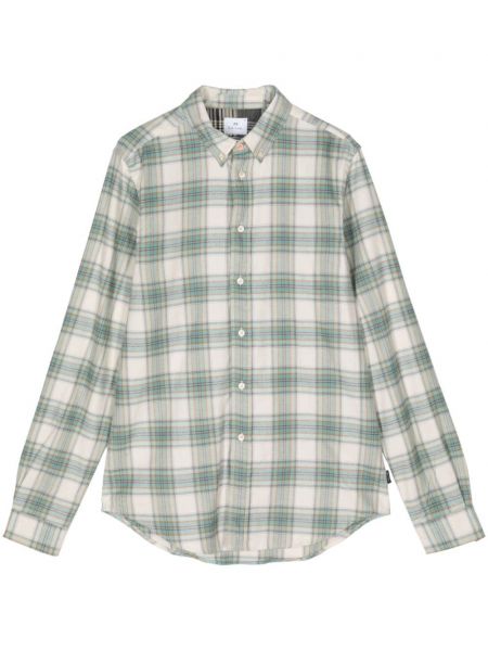Kockovaná bavlnená košeľa Ps Paul Smith zelená