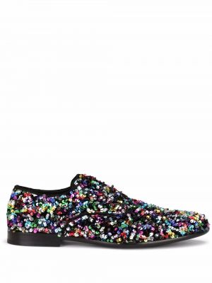 Pantofi cu paiete cu șireturi din dantelă Dolce & Gabbana negru