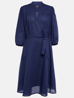 Robe mi-longue en coton A.p.c. bleu