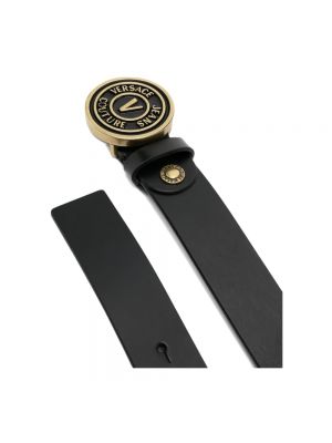 Cinturón de cuero con hebilla Versace negro