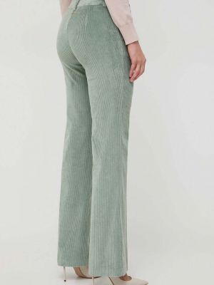 Manšestrové kalhoty s vysokým pasem Twinset zelené