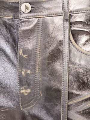 Kožené rovné kalhoty The Attico stříbrné