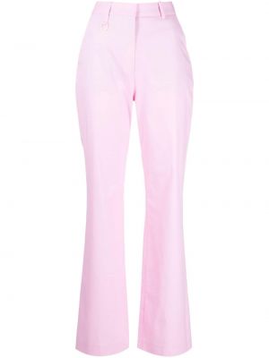 Bavlněné zvonové kalhoty na zip s páskem Vivetta - růžová