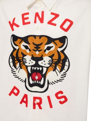 Bombažna srajca s potiskom s tigrastim vzorcem Kenzo Paris bela