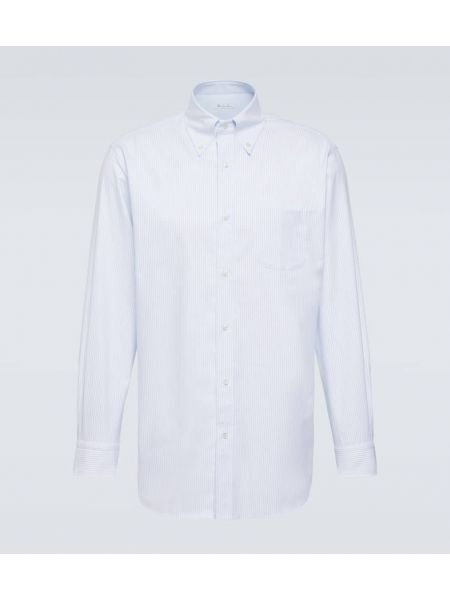 Bombažna srajca s črtami Loro Piana bela
