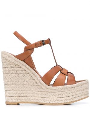 Sandalias con cuña Saint Laurent marrón