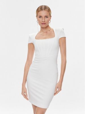 Slim fit koktejlové šaty Marciano Guess bílé