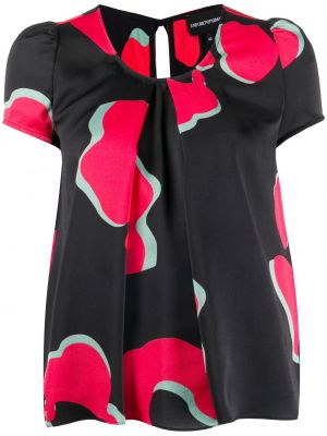 Blusa con estampado manga corta con estampado abstracto Emporio Armani negro
