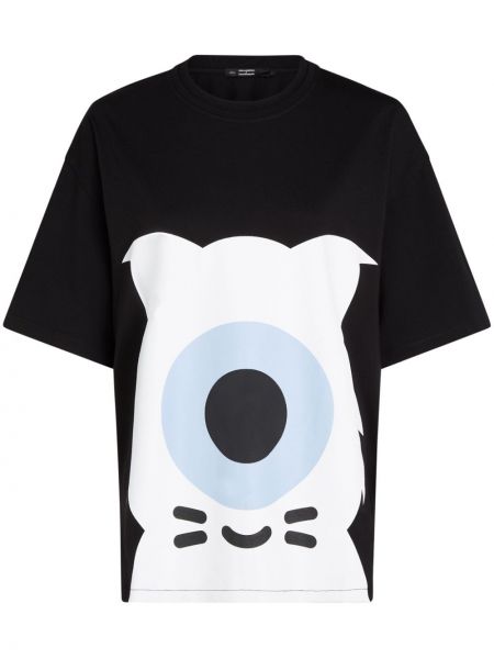 Oversize t-krekls ar apdruku Karl Lagerfeld melns