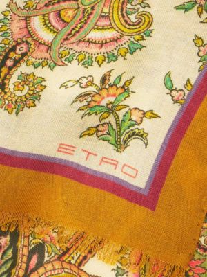 Kašmírový šál s potiskem s paisley potiskem Etro žlutý