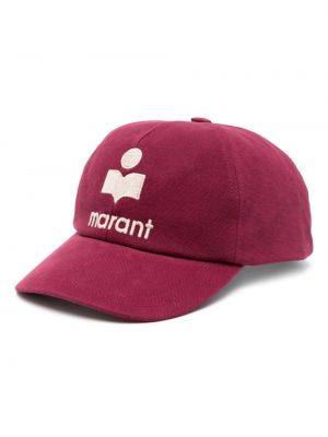 Haftowana czapka z daszkiem Marant czerwona