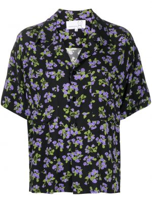 Camisa de flores manga corta Natasha Zinko negro