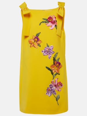 Květinové šaty s výšivkou Carolina Herrera žluté