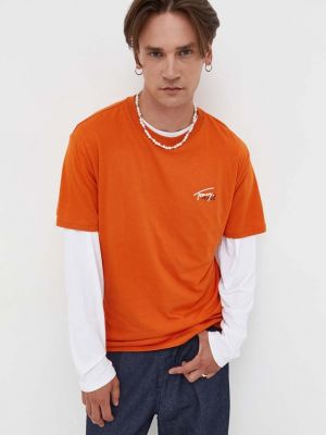 Тениска с дълъг ръкав с принт Tommy Jeans оранжево