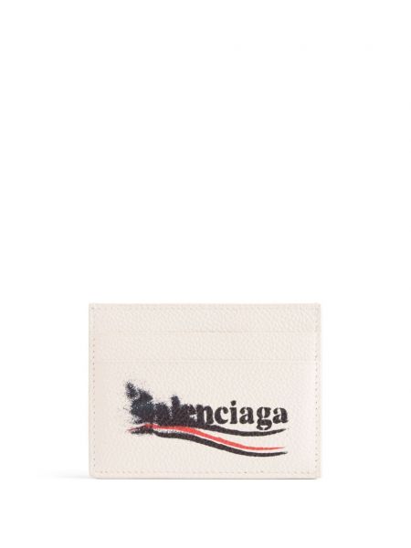 Кожено портмоне с принт Balenciaga бяло