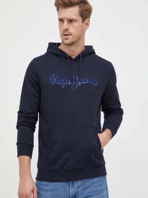 Pamučna hoodie s kapuljačom Pepe Jeans plava
