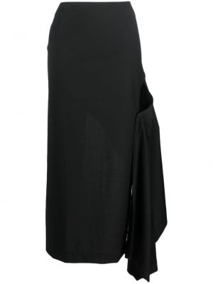 Drapovaný vlnená midi sukňa Litkovskaya čierna