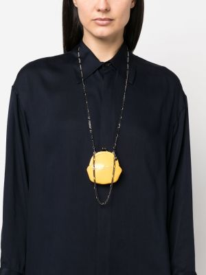 Kožený náhrdelník Discord Yohji Yamamoto žlutý