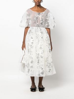 Sukienka długa z cekinami tiulowa Simone Rocha biała