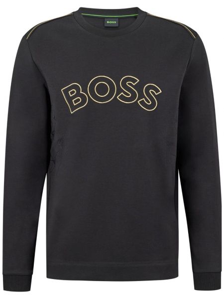 Siuvinėtas džemperis apvaliu kaklu Boss juoda