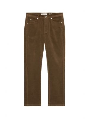 Bavlnené skinny nohavice s vysokým pásom na zips Marc O'polo - hnedá
