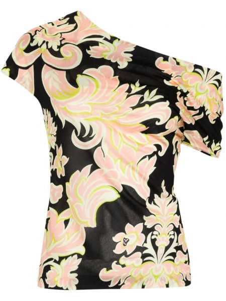 Bluza s cvetličnim vzorcem s potiskom iz krep tkanine Etro črna