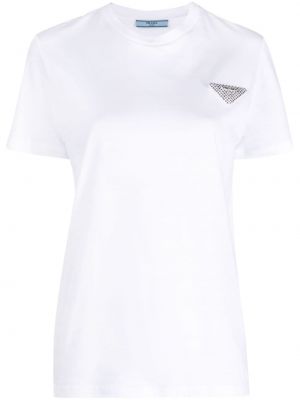 T-shirt mit kristallen Prada weiß