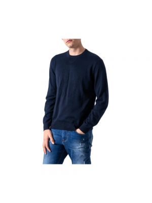 Sweter bawełniany z długim rękawem Armani Exchange niebieski