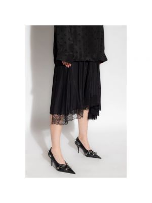Falda midi de encaje Balenciaga negro