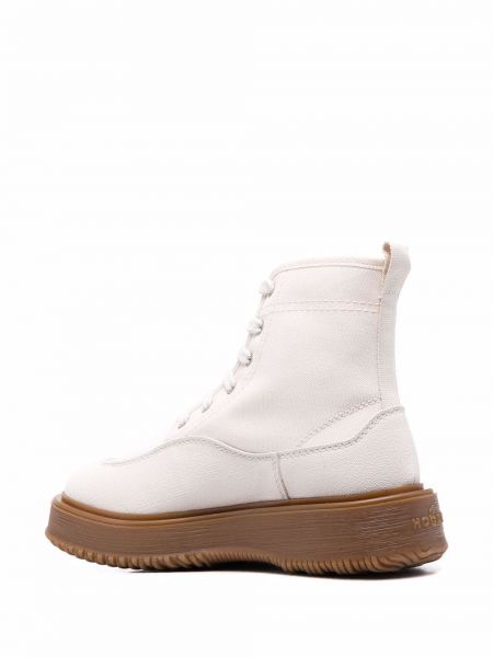 Krajkové kožené šněrovací kotníkové boty Hogan bílé