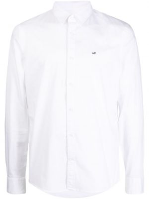 Bavlnená košeľa s výšivkou Calvin Klein biela