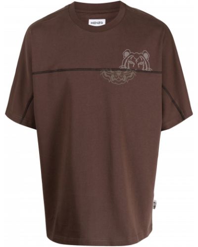 Camiseta con rayas de tigre Kenzo marrón