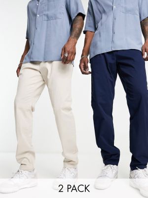 2 пары темно-синих и бежевых брюк чинос Only & Sons