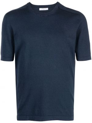 Памучна копринена тениска Boglioli синьо