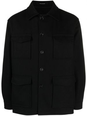 Μάλλινο πουκάμισο Tagliatore μαύρο