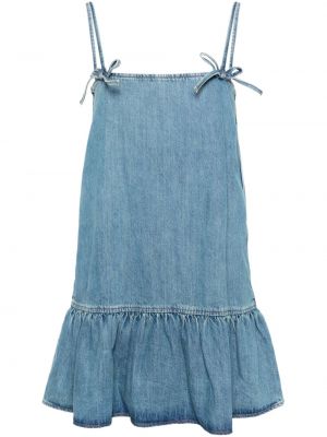 Džínové šaty s mašlí Ganni modré