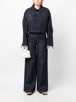 Kurtka jeansowa sznurowana koronkowa Jean Paul Gaultier niebieska