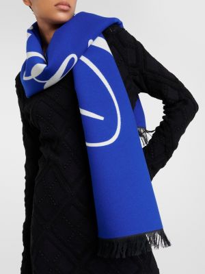 Шелковый шерстяной шарф Burberry синий